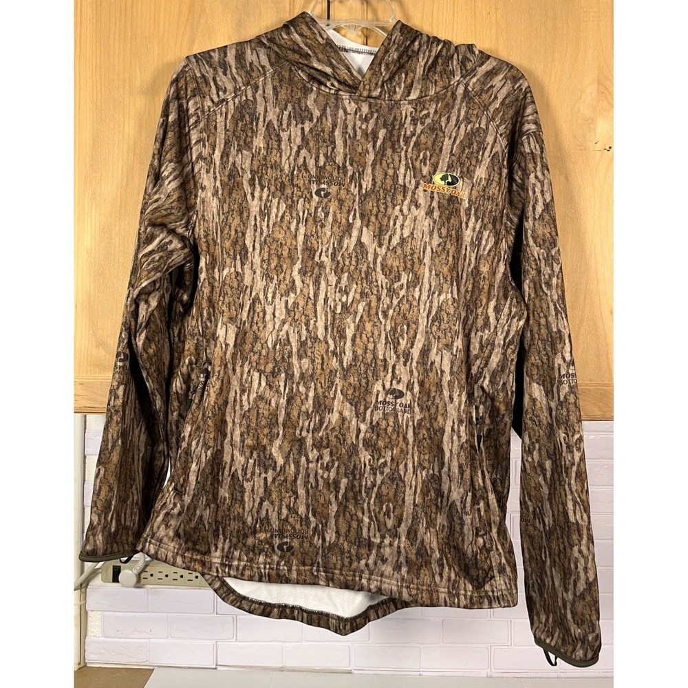 Mossy Oak Hoodie Men Large Brown Bottomland Camo Fleece Pullover Sweatshirt